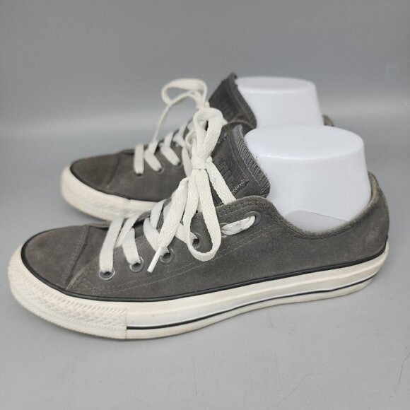 Converse All Star Grey Unisex Sneakers Shoes Low Tops Leather Mens 5 Women’s 7 - Picture 3 of 8